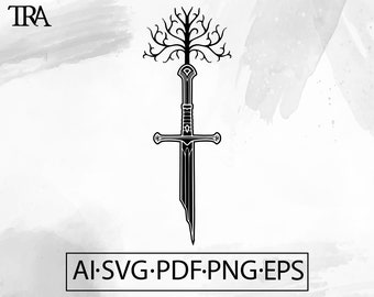 Sword with Tree SVG - Cut File (Digital Download)