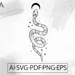 Celestial Snake SVG: Witchy Mystic Design (Digital Download)