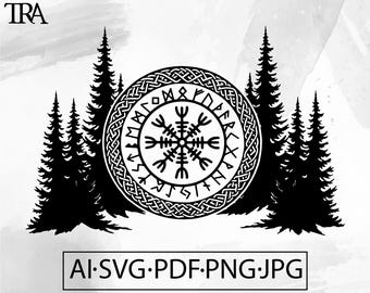 Vegvisir Forest SVG: Viking Norse Mythology Design (Digital Download File)
