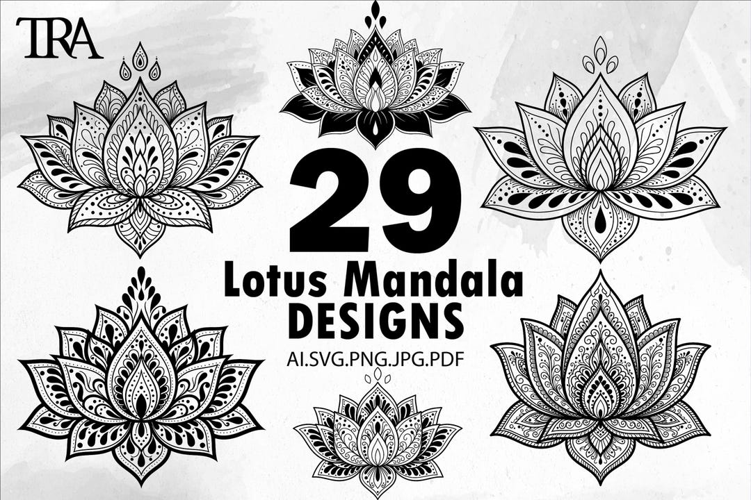 Lotus Flower Mandala SVG Bundle: Boho Zen Digital Art (ZIP File) - Etsy