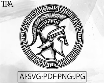 Spartan Gladiator Helmet SVG: Roman Warrior Design (Digital Download)