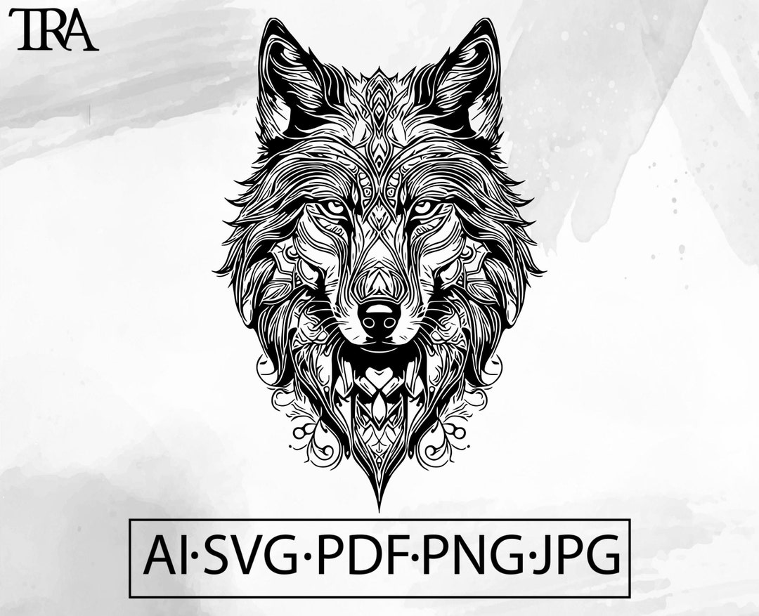 Wolf SVG Wild Animal Ink Tattoo - Instant Digital Download Cut File Ai ...