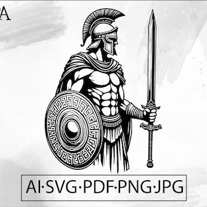 Spartan Warrior Gladiator Helmet SVG: Roman Knight Design (Digital Download)