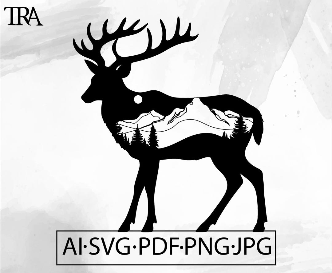 Deer Mountain Landscape SVG Forest Buck Wilderness Scene North American ...