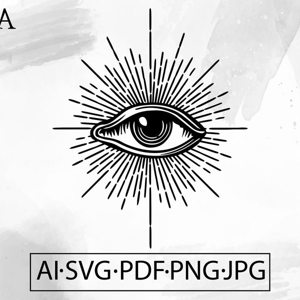 All Seeing Eye Sunburst SVG Third Eye celestial spiritual Illuminati Mystical Evil eye - Instant Digital Download ai svg eps png pdf cricut