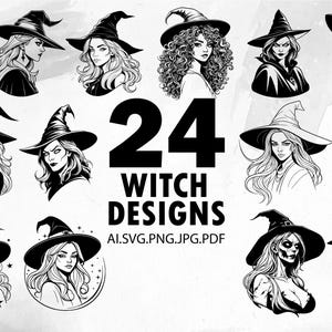 Witch Designs SVG Bundle: Gothic Witchcraft Graphics (Digital Download)