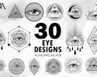 All Seeing Eye SVG Bundle: Mystical Illuminati Designs (Digital Download)