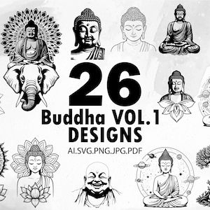 Buddha SVG Bundle VOL.1 Meditating Buddha Spiritual Yoga Buddhism boho Meditation - Instant Digital Download file ai svg jpg png pdf cricut