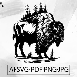 Bison Wildlife  SVG boho Forest animal buffalo Wilderness  - Instant Digital Download file ai svg eps png pdf cricut