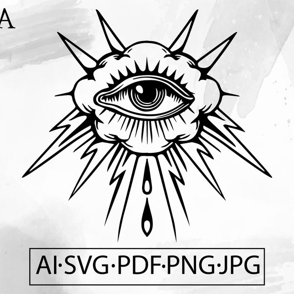 All Seeing Eye SVG Third Eye Cloud storm spiritual Illuminati Mystical Evil eye - Instant Digital Download file ai svg eps png pdf cricut