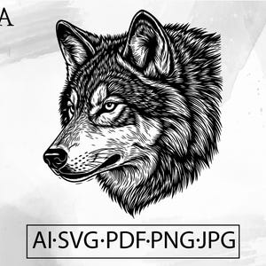Wolf Illustration SVG wild animal tattoo clipart rustic woodland wildlife tshirt - Instant Digital Download file ai svg jpg png pdf cricut