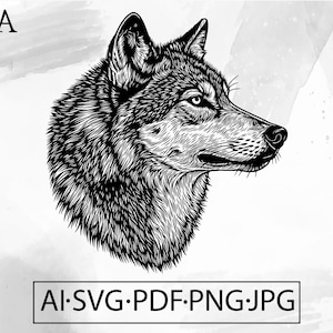 Wolf Head Illustration SVG, tribal animal tattoo design woodland wild wolf clipart - Instant Digital Download file ai svg jpg png pdf cricut