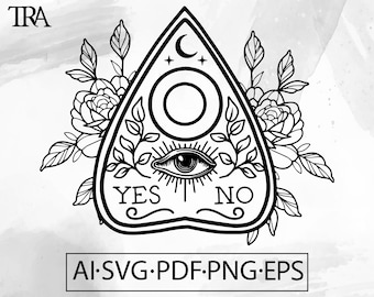 Floral Ouija Planchette SVG: Witchcraft Goth Cut File (Digital Download)