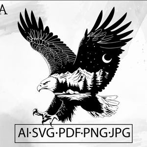 Flying Eagle Mountain landscape SVG Wild animal wilderness Wildlife Scene North American -Instant Digital Download ai svg jpg png pdf cricut