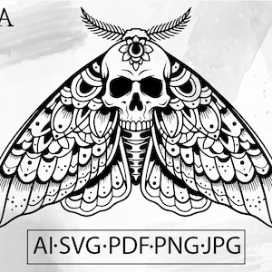 Death Head Moth Skull SVG witch mystical magic Celestial Witchy Witchcraft  tattoo Goth - Instant Digital Download ai svg eps png pdf cricut