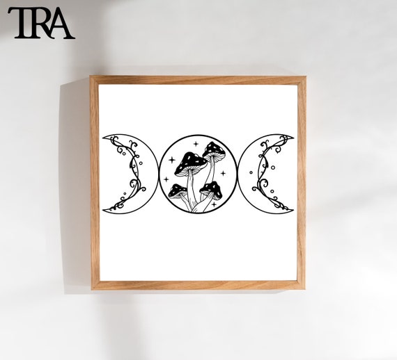 Mushroom Triple Goddess SVG: Celestial Witchcraft Moon Design