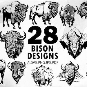 Buffalo Bundle SVG Wildlife Bison boho Forest Western animal buffalo Wilderness- Instant Digital Download ZIP file ai svg jpg png pdf cricut