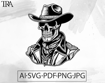 Skull Cowboy SVG: Western Skeleton Undead (Digital Download)