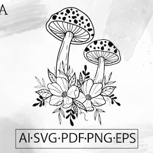 Floral Mushrooms SVG Celestial Mystical witch Trippy Psychedelic Witchy Magic - Instant Digital Download file ai svg eps png pdf cricut