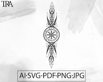 Vegvisir Viking Compass SVG: Norse Runes, Celtic Knot (Digital Download File)