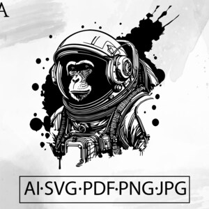 Astronaut Monkey SVG: Celestial Chimpanzee Galaxy Design (Digital Download)