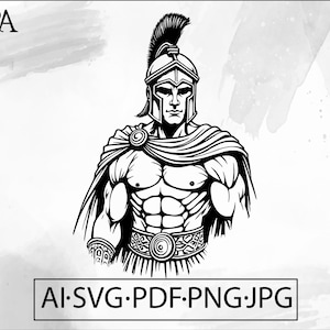 Roman Gladiator Warrior SVG: Spartan Helmet, Ancient Rome (Digital Download)