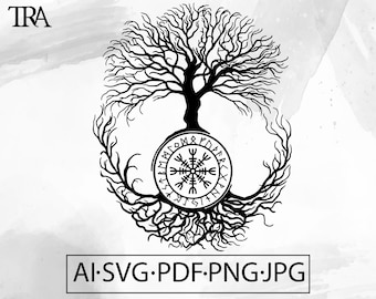 Tree of Life Vegvisir SVG: Celtic Yggdrasil Design (Digital Download)