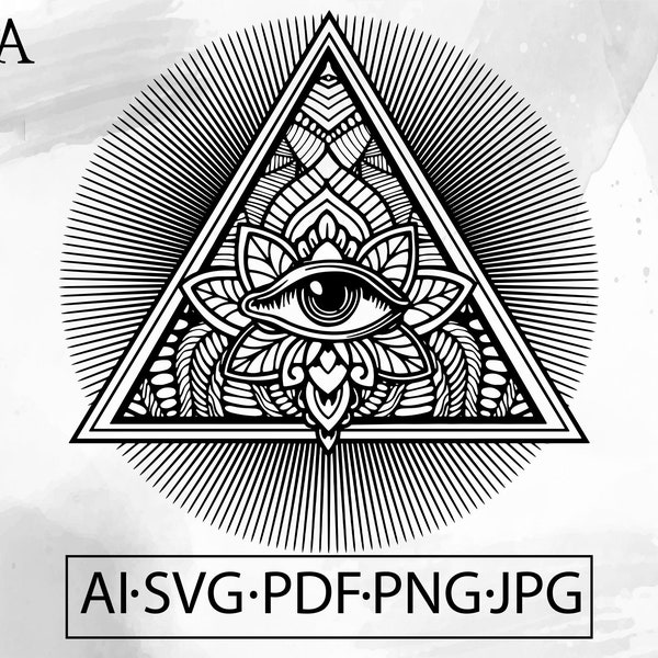 Sacred Eye SVG Third Eye Tattoo boho Illuminati Mystical All Seeing Eye -Instant Digital Download  file ai svg eps png pdf cricut