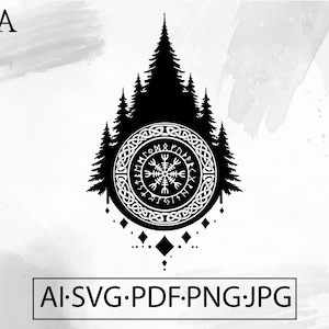 Vegvisir Viking Compass SVG: Runic Celtic Tattoo Design (Digital Download