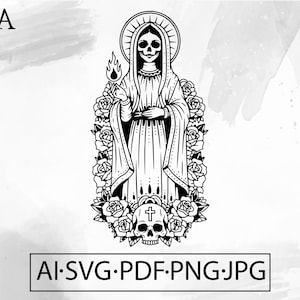 Sugar Skull Nun SVG Day of the Dead Gothic goth Dia De Los Muertos cartina  Dark Nun – Instant Digital Download ai svg jpg png pdf cricut