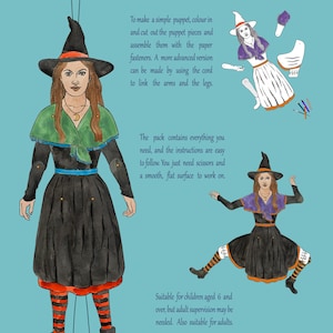 marioneta de bruja para colorear