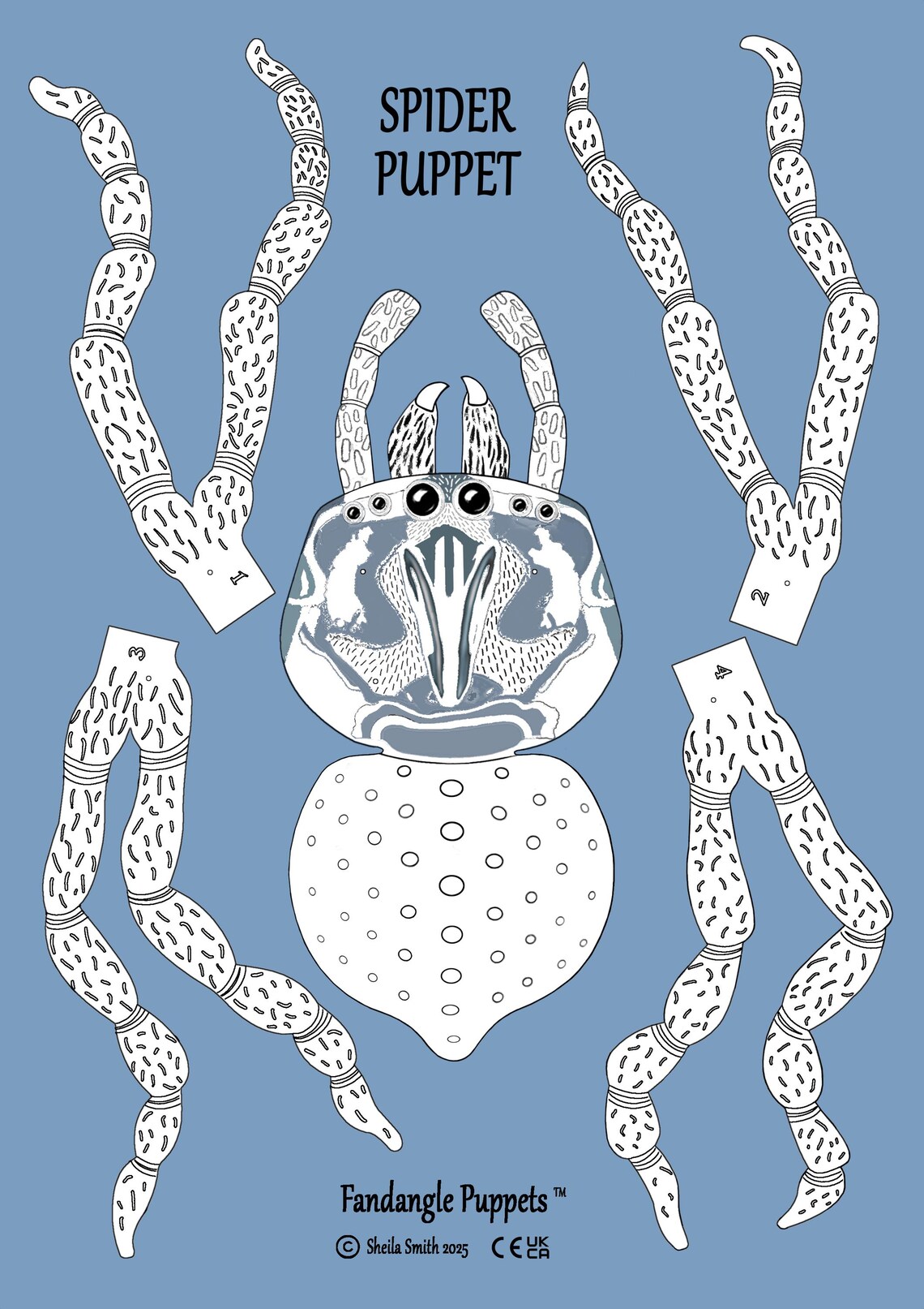 Spider String Puppet Colour-in Spider String Puppet - Etsy