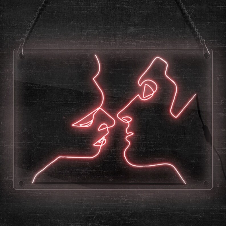 Artistic Couple Kiss Neon Sign Kissing El Wire Neon Light Etsy Australia