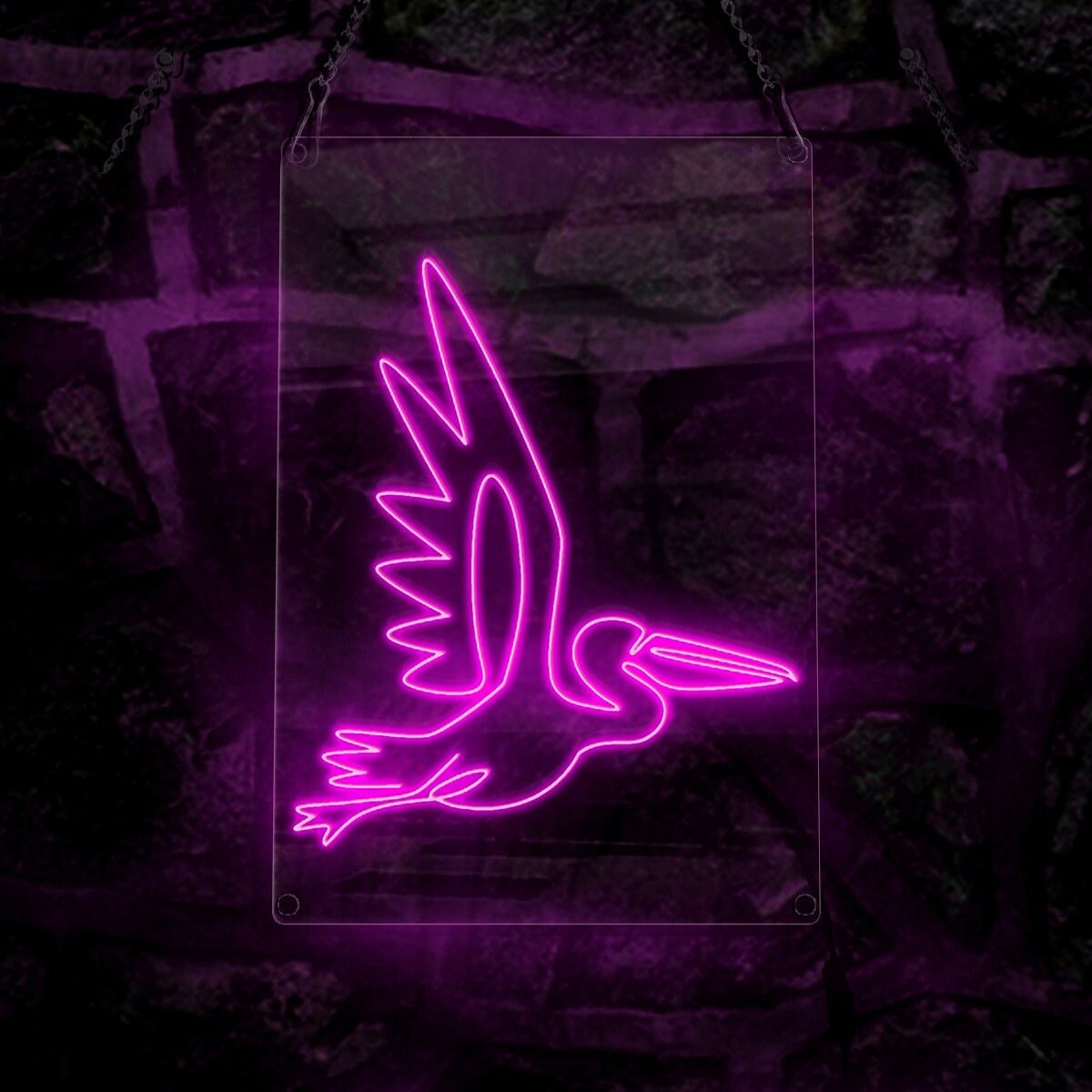Cute Pelican Large Bird Mascot Neon Sign, Handmade EL Wire Neon Light