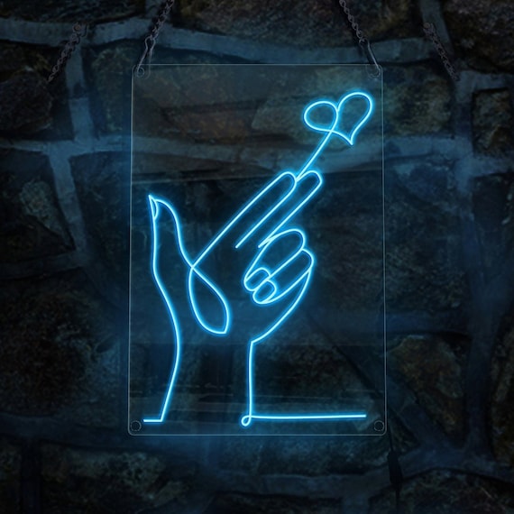 Hand and Love Neon Sign Handmade EL Wire Neon Light Sign Home