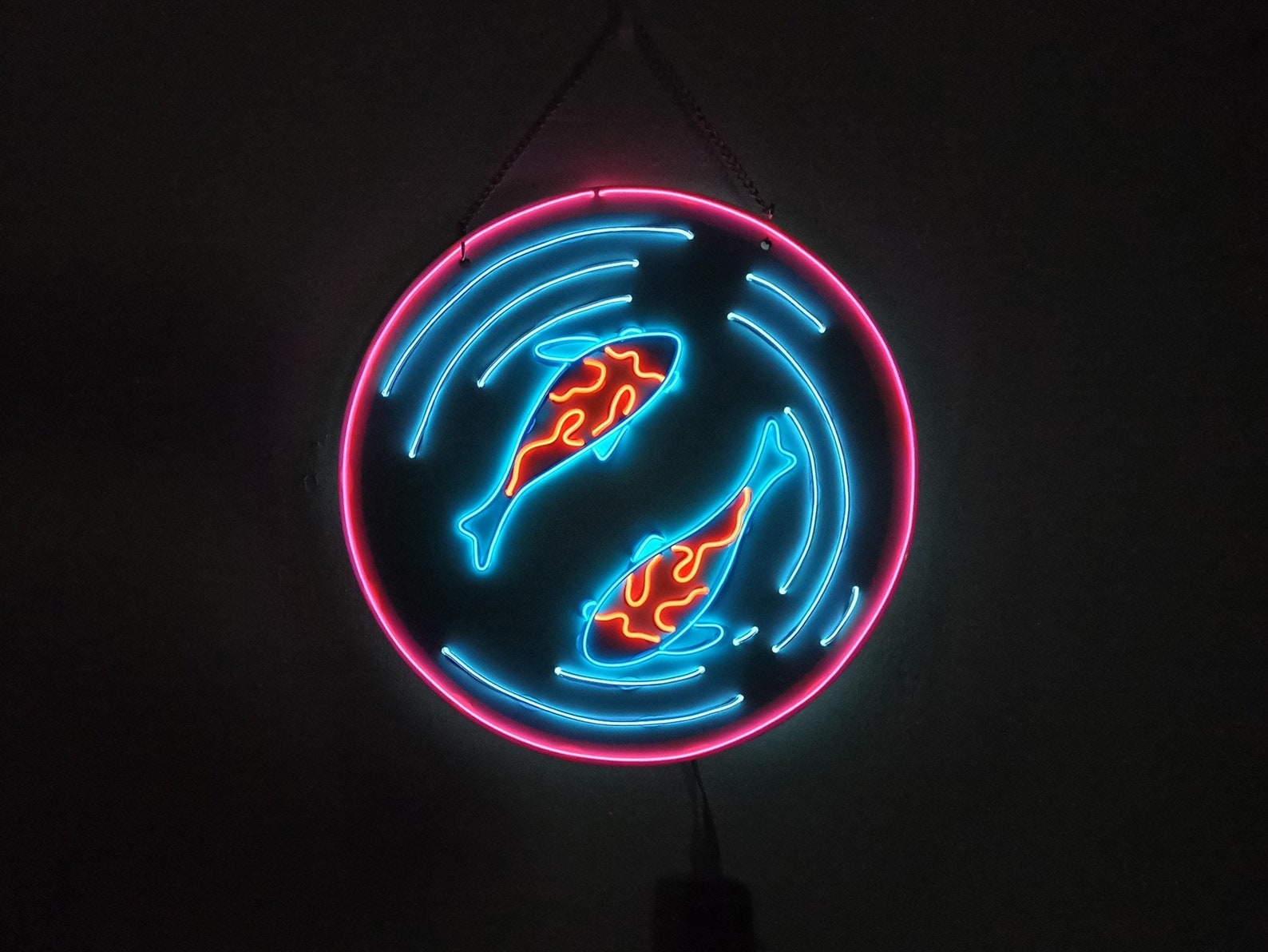 Animated Koi Fish Neon Sign, Dynamic Fish Neon Light Decor, Handmade EL