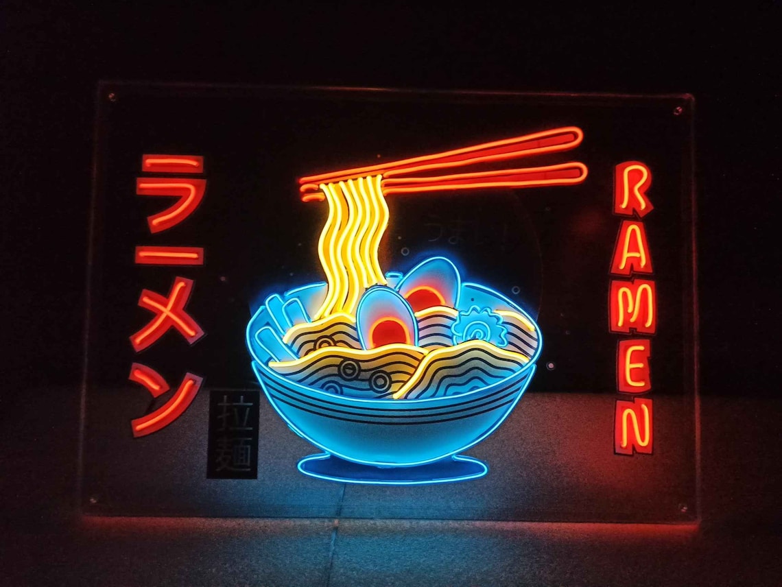 Ramen Bowl EL Wire Neon Sign Japanese Noodle Bowl Neon Light Etsy