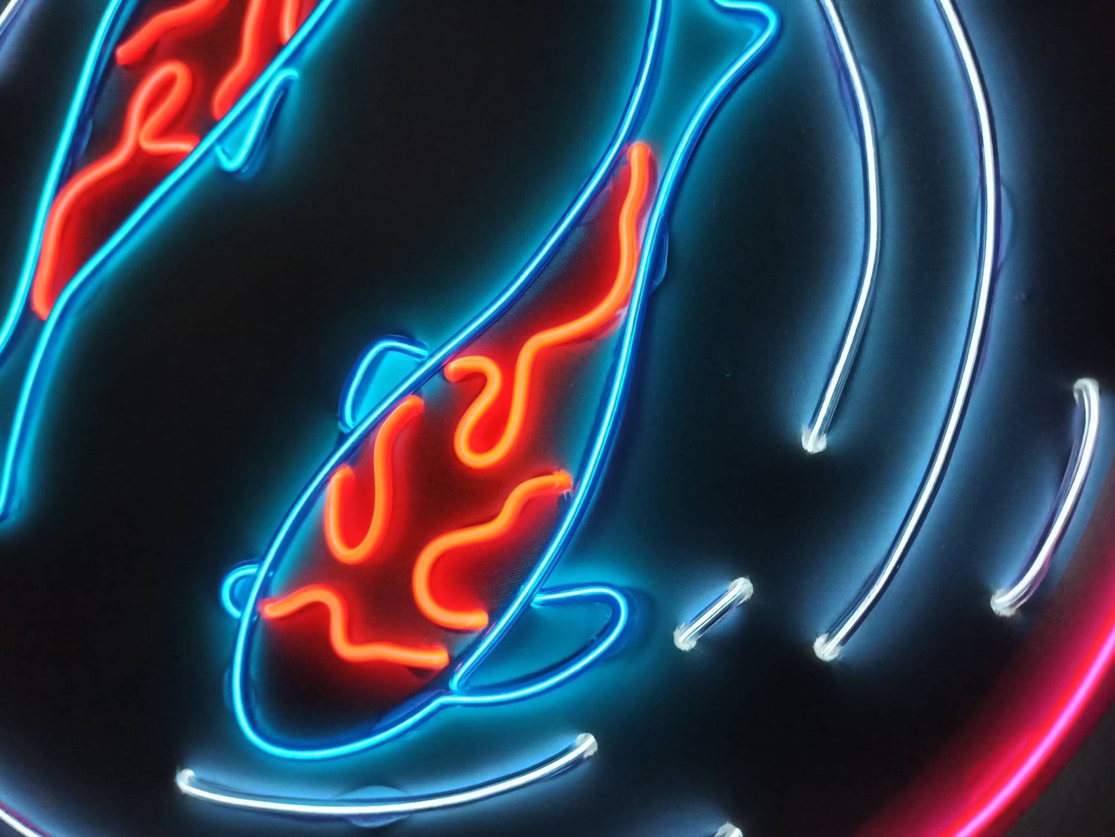 Animated Koi Fish Neon Sign, Dynamic Fish Neon Light Decor, Handmade EL