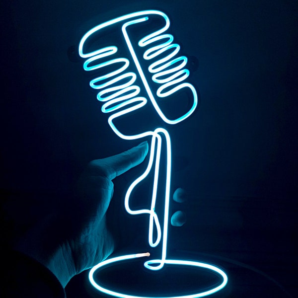 Mic Microphone Enseigne néon LED musique, Néon pour studio de musique Décoration murale pour salon, Cadeau musique, Cadeau micro