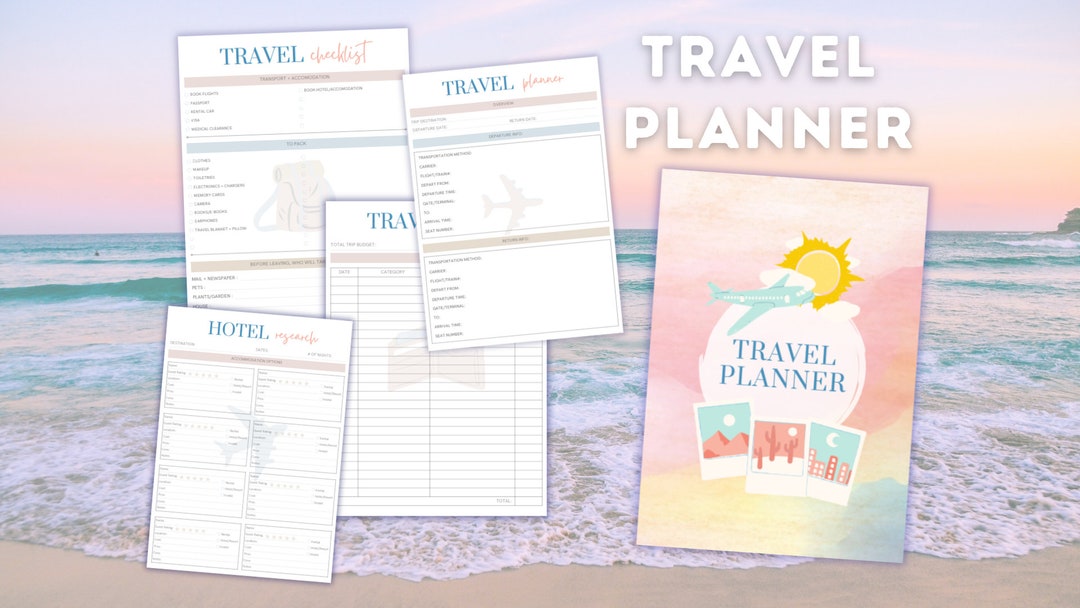 Complete Travel Planner Template in Beautiful Digital Planner Template