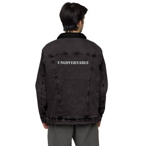 Ungovernable Embroidered Unisex Denim Sherpa Jacket