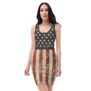 Distressed American Flag Take It Back– Dye Sublimation BodyCon Dress