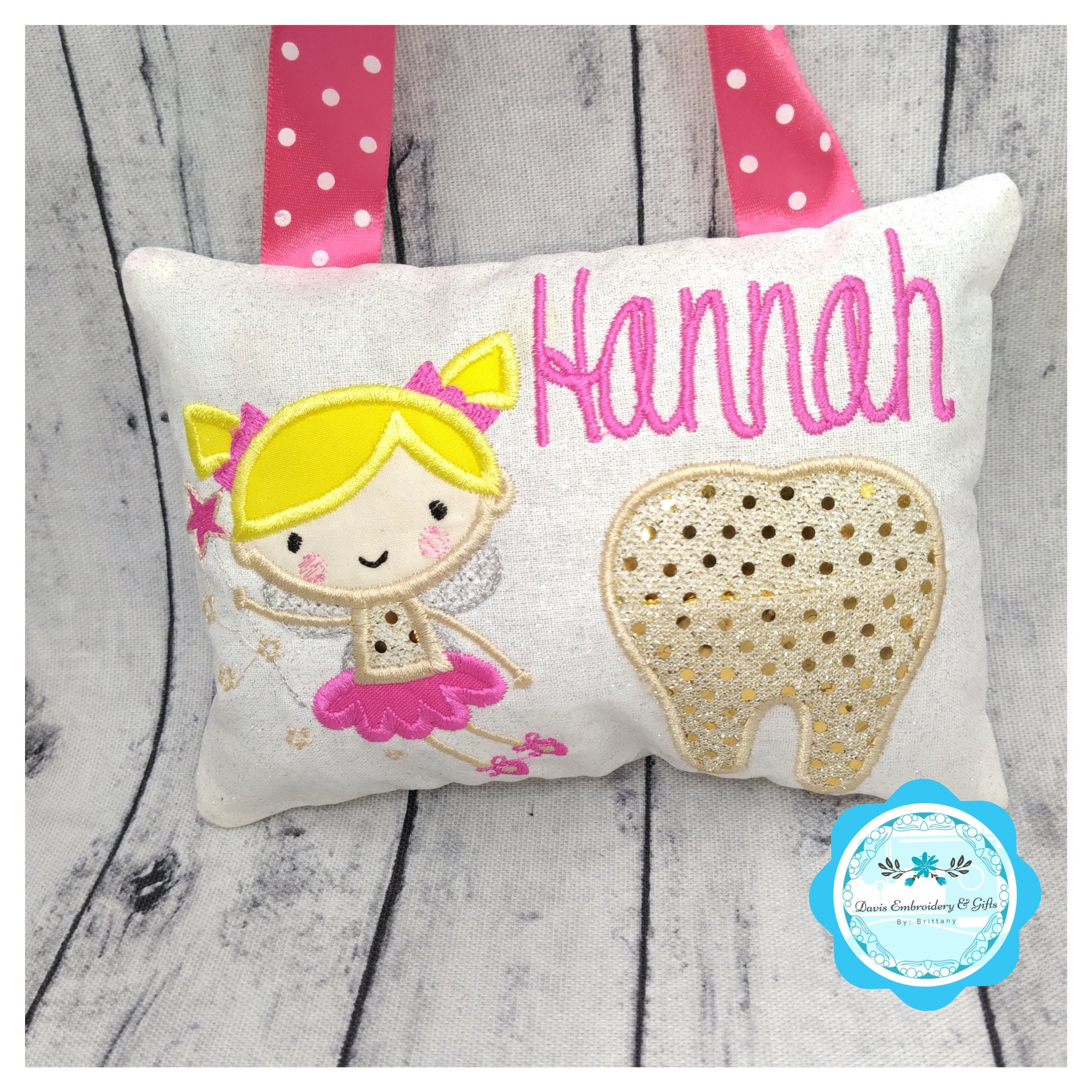 Pink Tooth Princess Gold Tooth Fairy Pillow, Girl Tooth Fairy Pillow, Princess Tooth Fairy ...