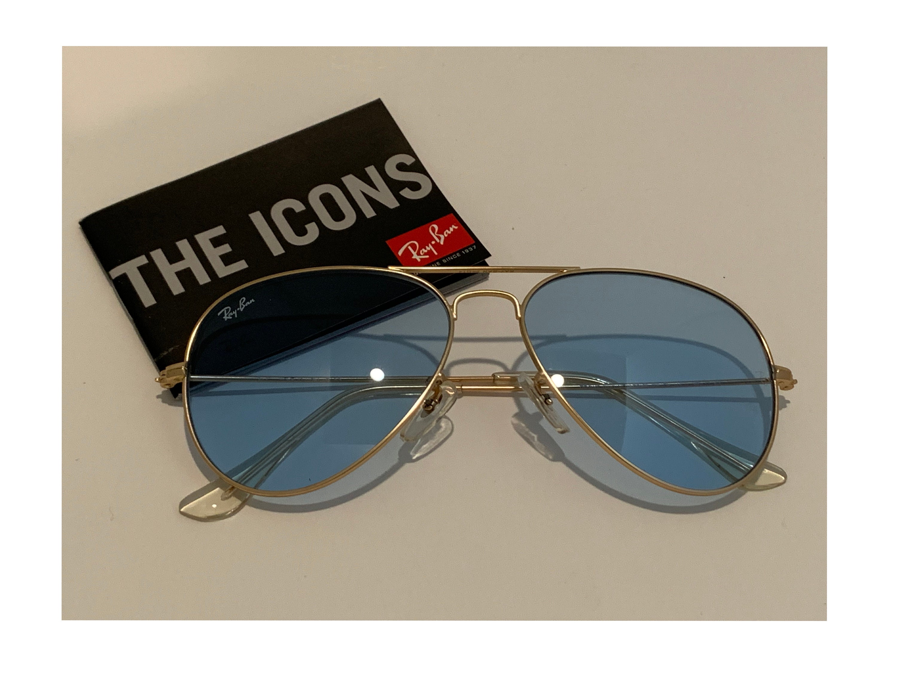 Ray Ban Aviator Transparent Blue 58mm Ray Ban Vintage Gold - Etsy