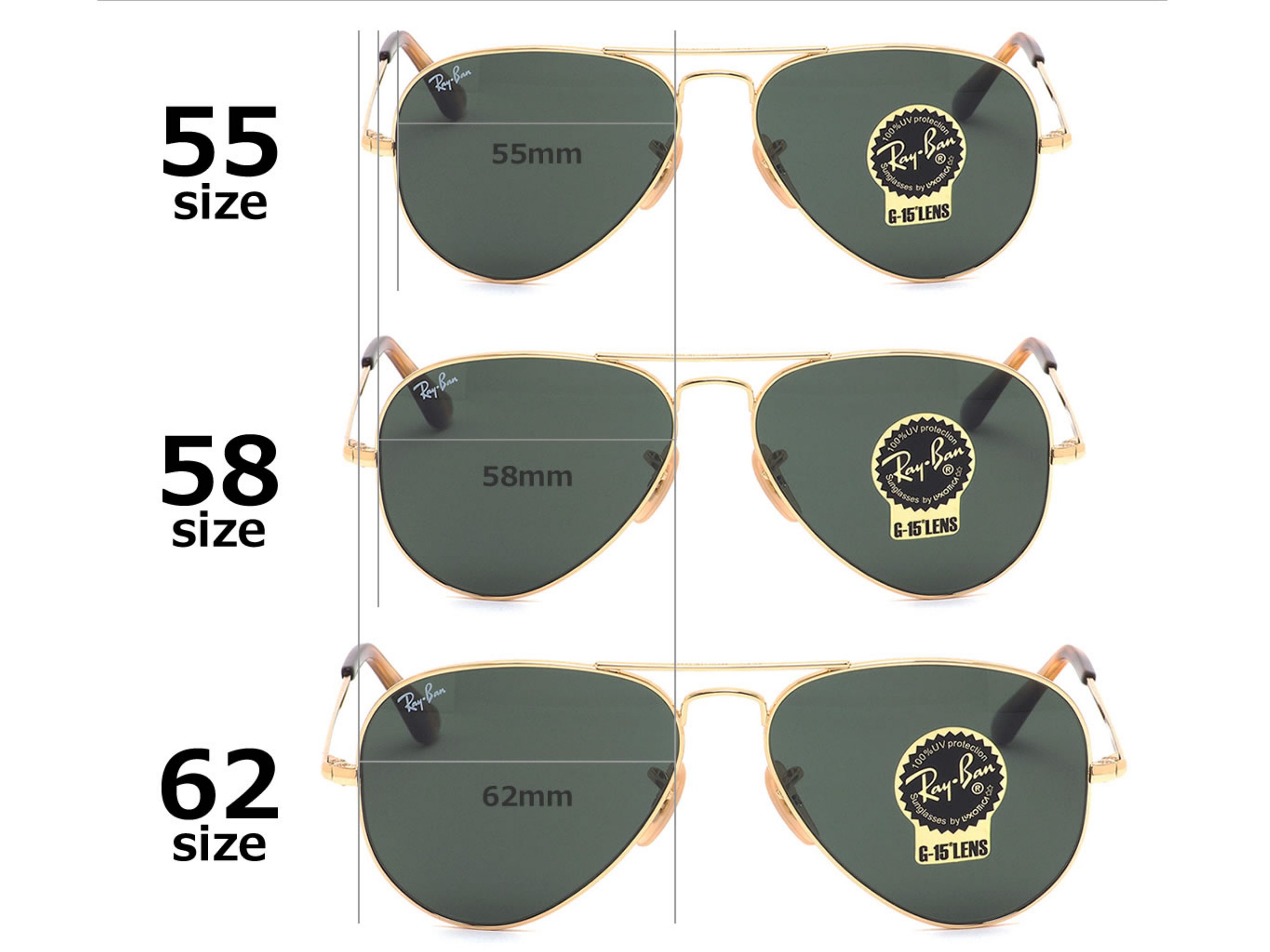 Размеры очков ray ban