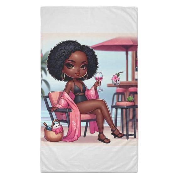 Sippin and Slayin Beach Towel – Luxury Vacation Vibes, Soft & Absorbent