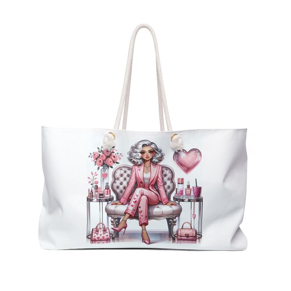 Glam Luxe Overnight Bag - Stylish Pink Travel Tote for Women, Chick Weekender Bag