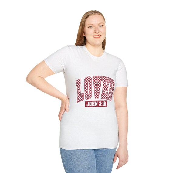Christian Inspired Unisex Softstyle T-Shirt with Bible Verse John 3:16, Religious Tee, Christian Gift, Faith Shirt, Inspirational Scripture