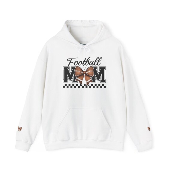 Football Mom Unisex Hoodie, Sports Mom Pullover, Football Croquette Bow Sweatshirt, Game Day Hooded Jumper, Parent Gift