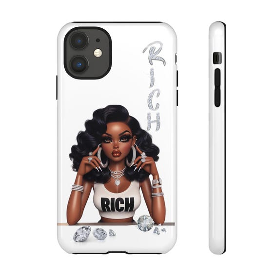 Rich Glam Phone Case, Bling Phone Cover, Stylish Phone Protectors, Motivational Case, Gift for Her, Fashionable Accessories